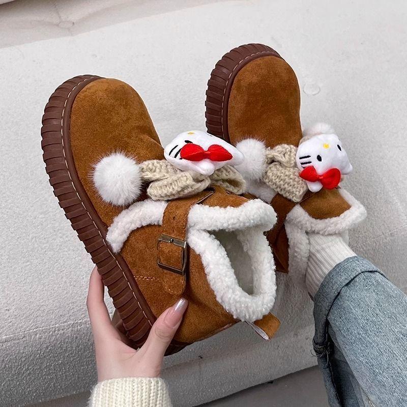 Platform bread shoes women's new winter Velcro velvet warm ins warm big head cotton shoes