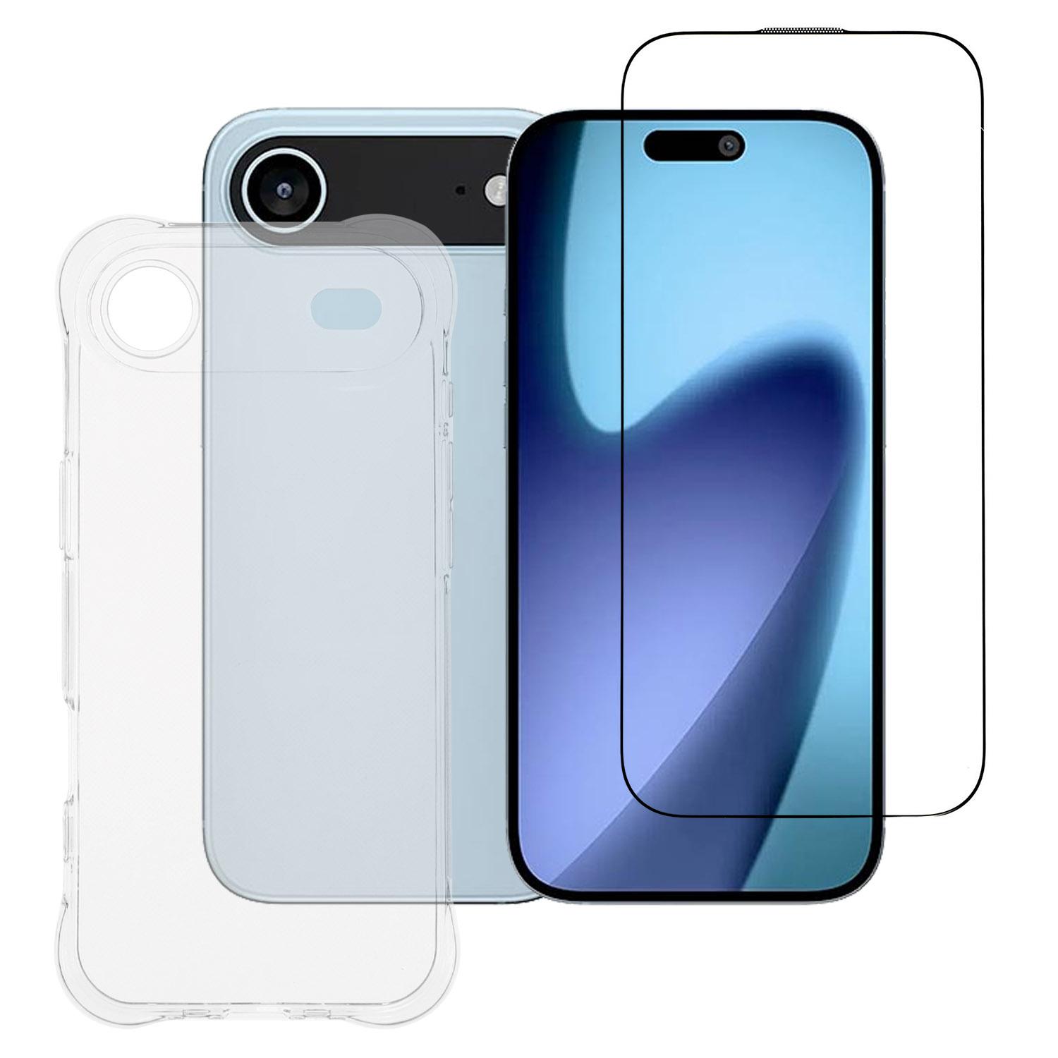 

For iPhone 17 Air Case 2.0mm TPU Clear Phone Cover with Tempered Glass Screen Protector A