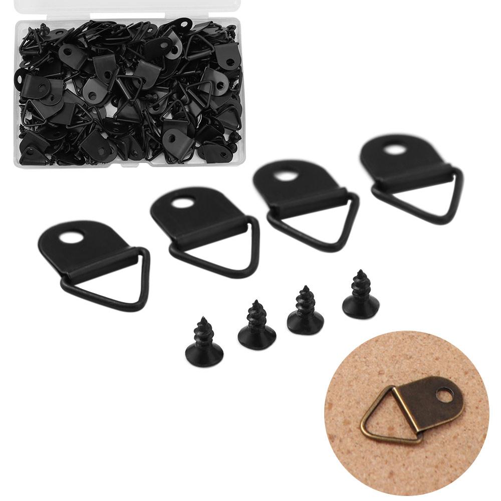 100Pcs Iron Photo Frame Hook Single Hole Half Circle Ring Triangle Hanging Ring  Mirror Hanging