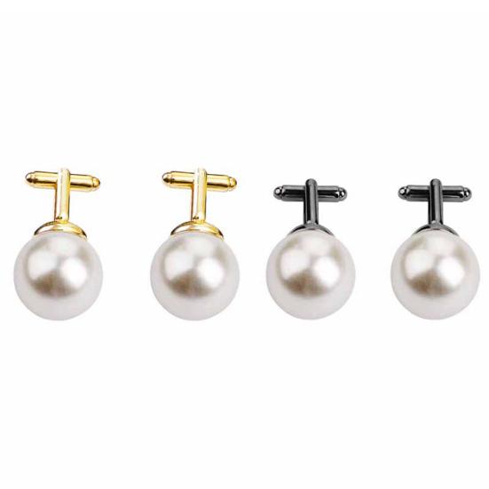 2Pcs Fashion Unisex Pearl Cufflinks Shirt Sleeve Buttons Clothes Accessory Gift
