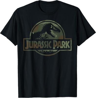 Jurassic Park Kamuflaj Fosil Logolu Grafik Tişört Tişört