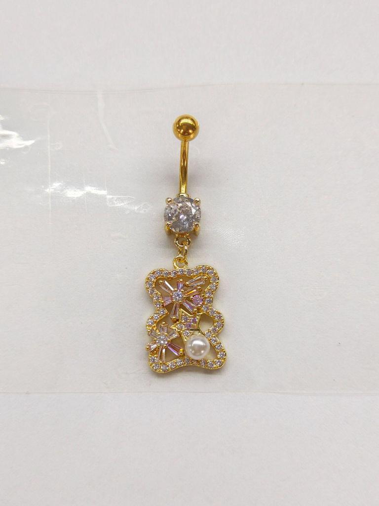 Gaibei Aesthetic Heart-shaped Bow Navel Ring - European, American, Japanese, Korean Styles, Navel Stud Piercing.