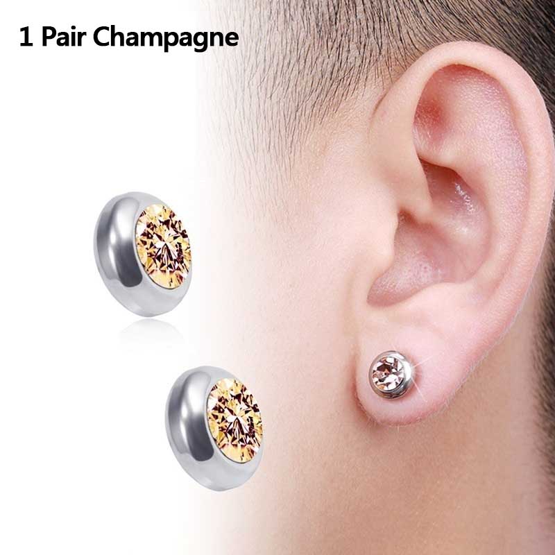 Punk Magnetic Ear Clip Earrings Round Crystal Ear Stud Slimming Earring Health Care Magnet Therapy Jewerly Accessory