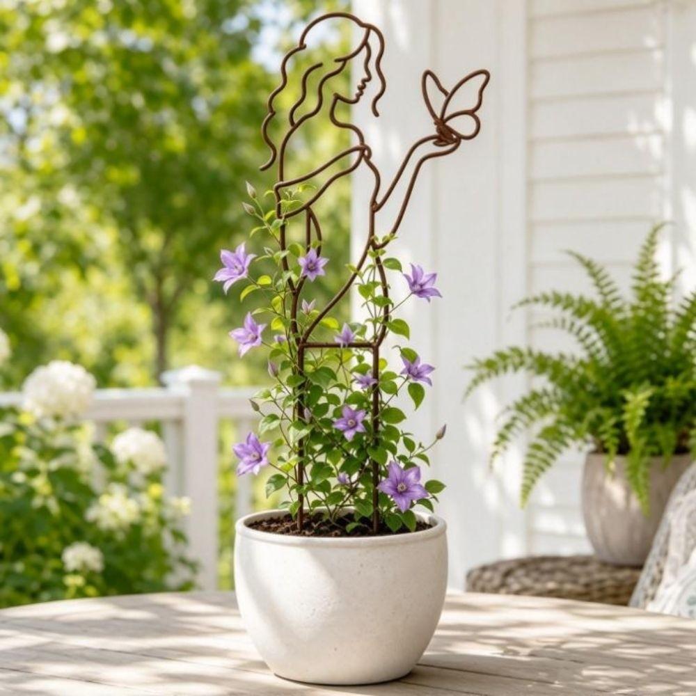 Hollow Out Character Silhouette Plant Stand Strong Load Bearing Garden Plant Trellis Greenhouse