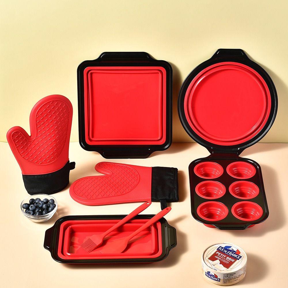 

8 шт. Круглые/квадратные силиконовые формы для торта, набор, легко снимаемые кухонные противни для выпечки, набор для готовки жёлтый