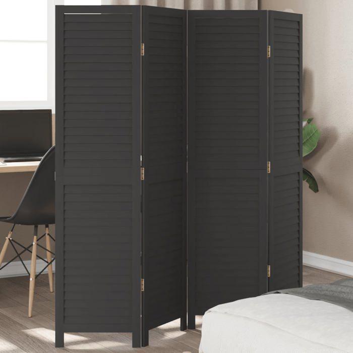 VidaXL Cloison de Séparation 4 Panneaux, Séparateur de Pièce, Écran d'Intimité, Paravent de Salon Chambre, Noir Bois de 358849