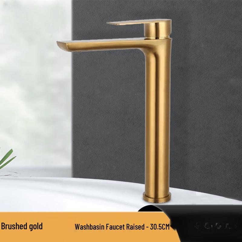 Shixun Brushed Gold Single Hole Stainless Steel Basin Faucet