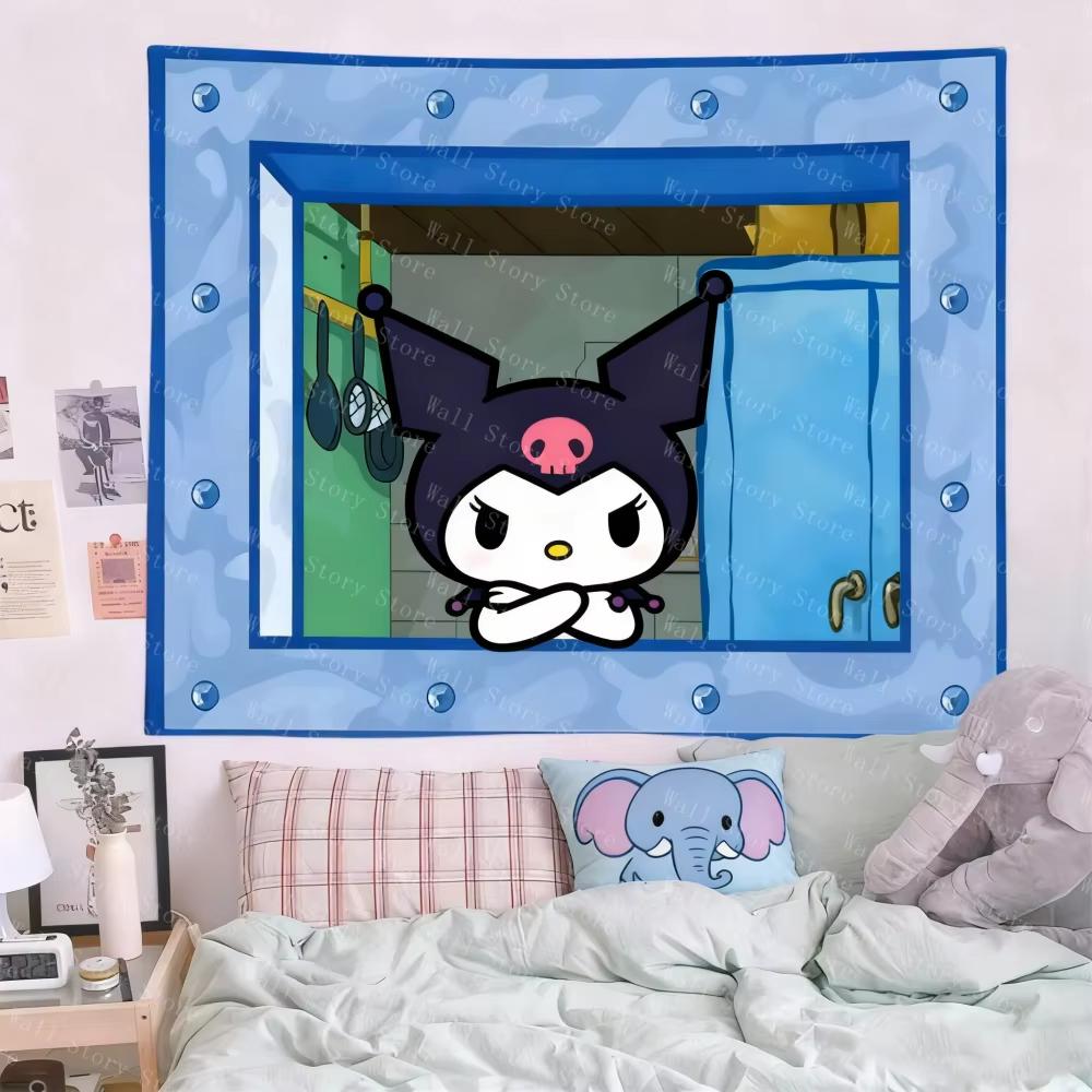 Hello Kitty Tapestry Sanrio Cartoon Wall Hanging for Bedroom Room Decor Background Cloth Gift