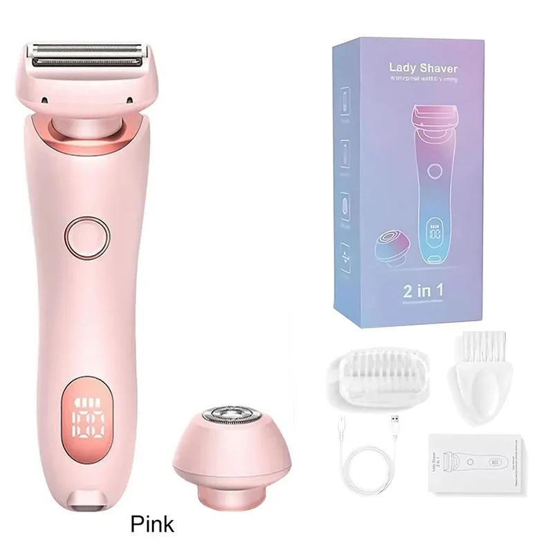 Electric Razors for Women 2 In 1 Bikini Trimmer Face Shavers Hair Removal for Underarms Legs Ladies Body Trimmer IPX7 Waterproof