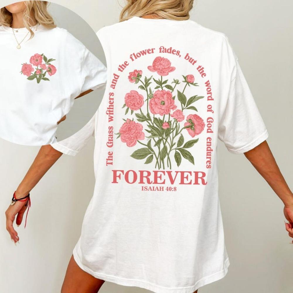 Boho Women T-Shirt Vintage Floral Tshirt Flower Graphic Cotton Tee Trendy Clothes