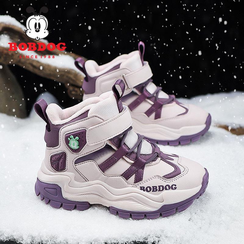 

Детские зимние походные ботинки Bobdog 2025 с флисовой подкладкой - Теплая, толстая уличная обувь для мальчиков и девочек 33