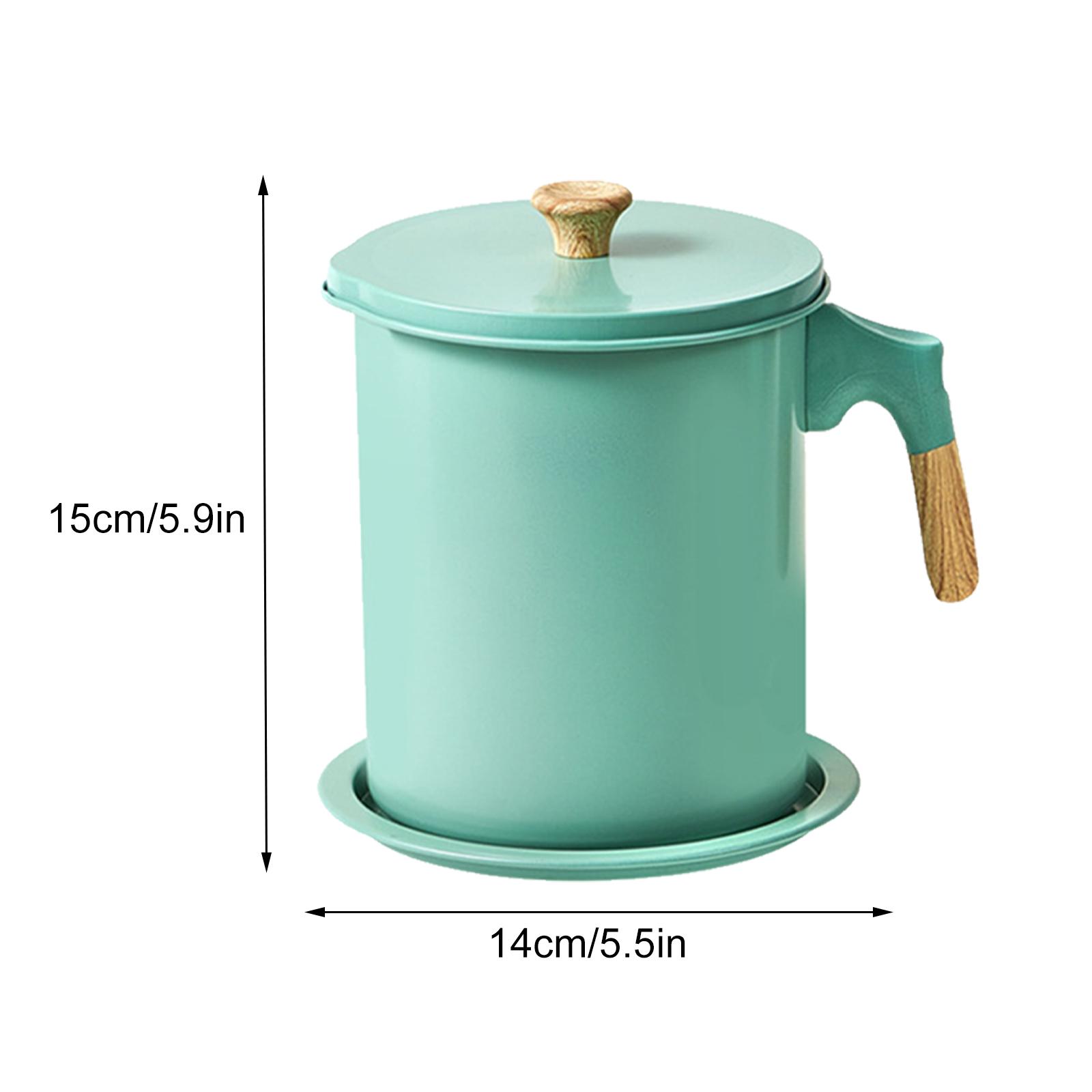 

Bacon Grease Container 1.4L Stainless Steel Cooking Oil Storage Can with Strainer and Lid White