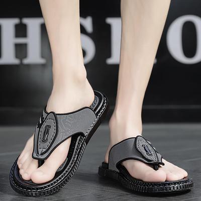 Flip Flops Men Shoes Outdoor PU Leather Flat Shoes Summer Beach Holiday Shoes Size 38-44 Outdoor Breathable Casual Shoes