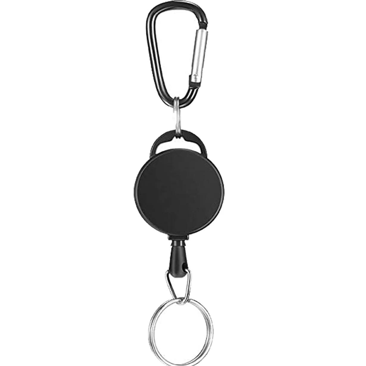 

1PC Elastic Steel Wire Pull Keychain Tag Card Holder Recoil Belt ABS Badge Retractable Reel ID Badge Holders Anti Lost Keyring чорний
