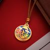 Meier Guochao high temperature enamel filigree cut out pendant sand gold ancient gold butterfly lotus compass necklace