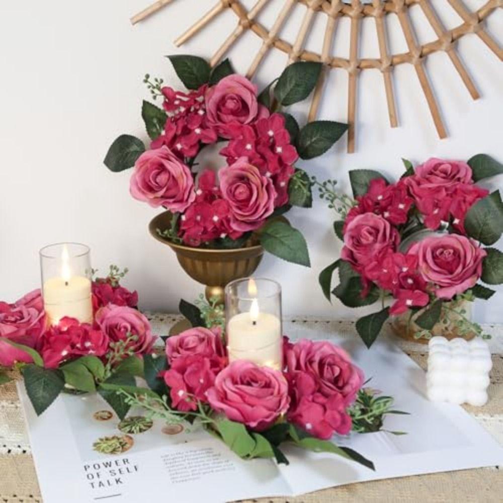 European Style Candle Rings Wreaths Simulated Fake Rose Flower Artificial Flowers  Window Display