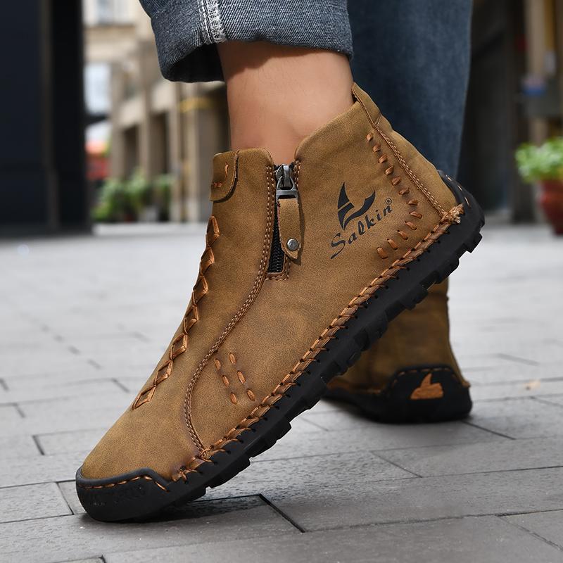 Genuine Leather Men's Casual Shoes Luxury Brand Men Ankle Boots Comfortable Sneakers High Quality Loafers Fashion Walking Shoes