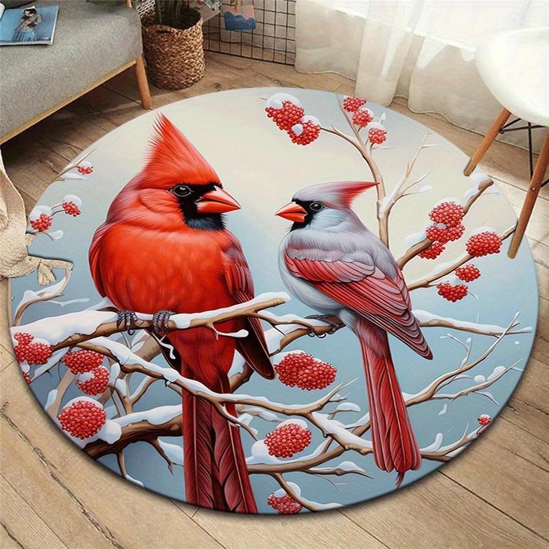 

1pc Soft, Absorbent & Non-Slip Cardinal Round Rug, Perfect for Entryway, Living Room, Bedroom Decor, Machine Washable Flannel Memory Foam Ma 80cm by 80cm