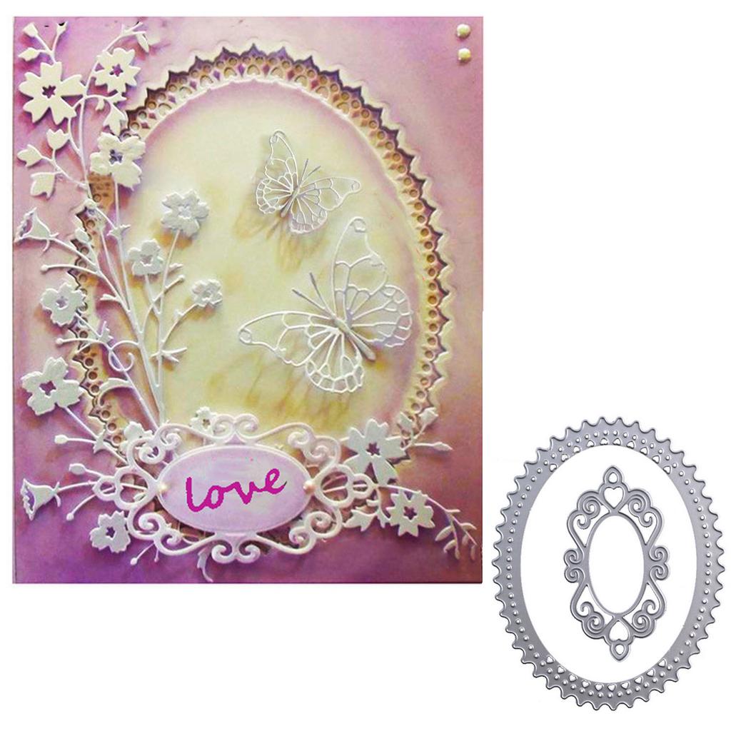 Buy Metal Cutting Dies Oval Hollow Lace Frame Embossing Stencils ...