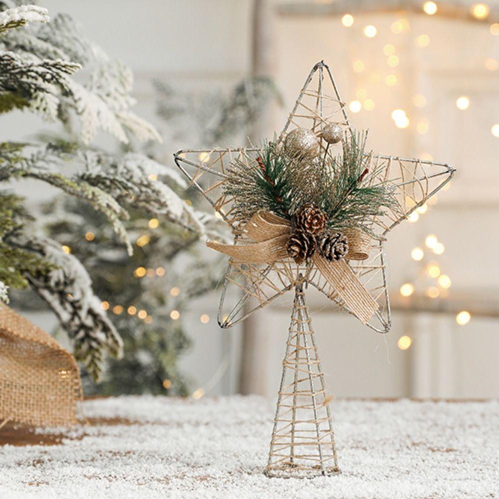 Glitter Christmas Tree Top Star Five-pointed Star Christmas Tree Ornaments  Christmas Decoration