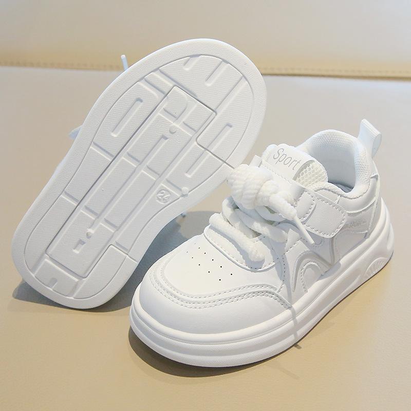 Spring and autumn new children's white sneakers, boys' sports shoes, lightweight girls' casual sneakers, soft-soled baby shoes