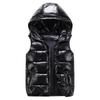 Classic Hooded Vest Man/Woman/Child Winter Hooded Glossy Cotton Vest Casual Waistcoat Men's Sleeveless Jacket Warm Overcoats Hat