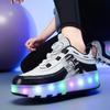 Kids LED Racing Roller Skates Shoe With 2 Wheels Children's Speed Skate For Girl And Boy Sneakers Skates With Removable Wheels