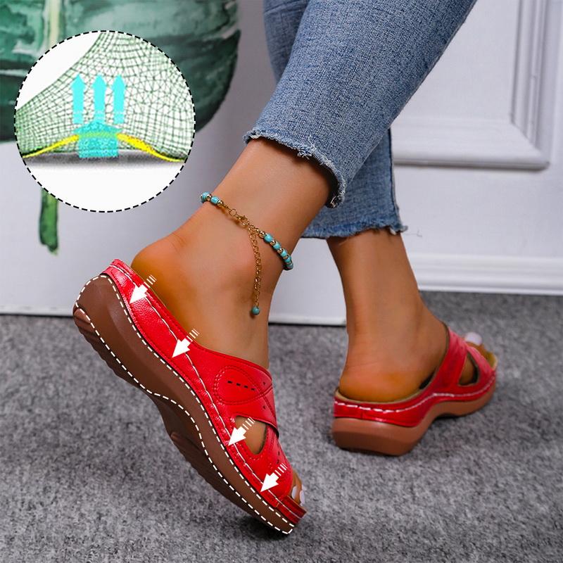 Retro sandále Žena leto 2022 Klin Pohodlné papuče Platforma Mäkká Hrubá podrážka Ortopedické Prémiové Dámske Tobogány Outdoor