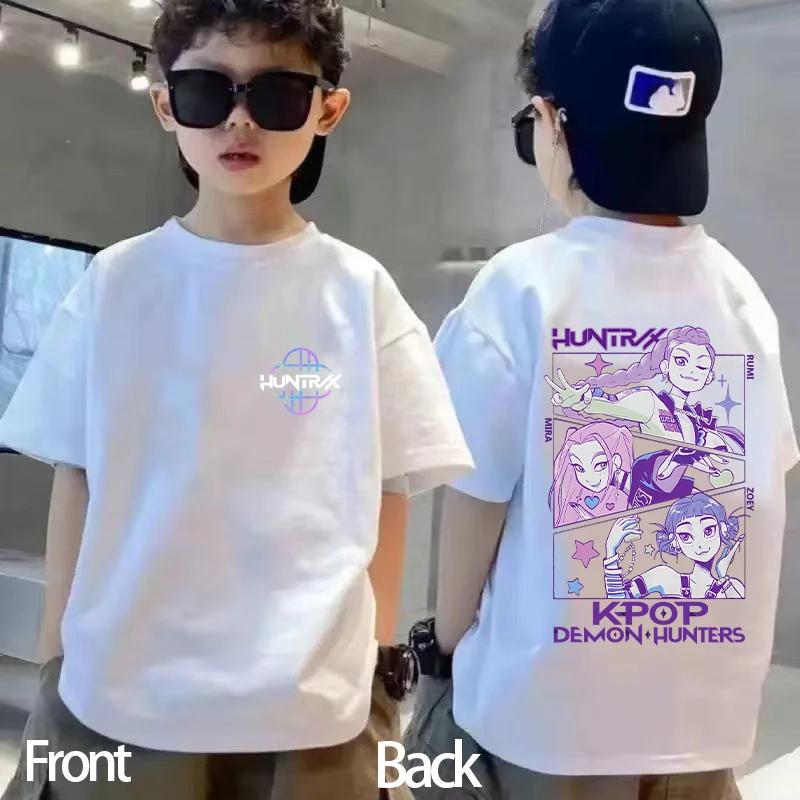Kids Kpop Demon Hunters Children's T Shirt Short Sleeve T-shirt Cute Kpop Demon Hunters Tiger Harajuku Tshirt for Boys Girls