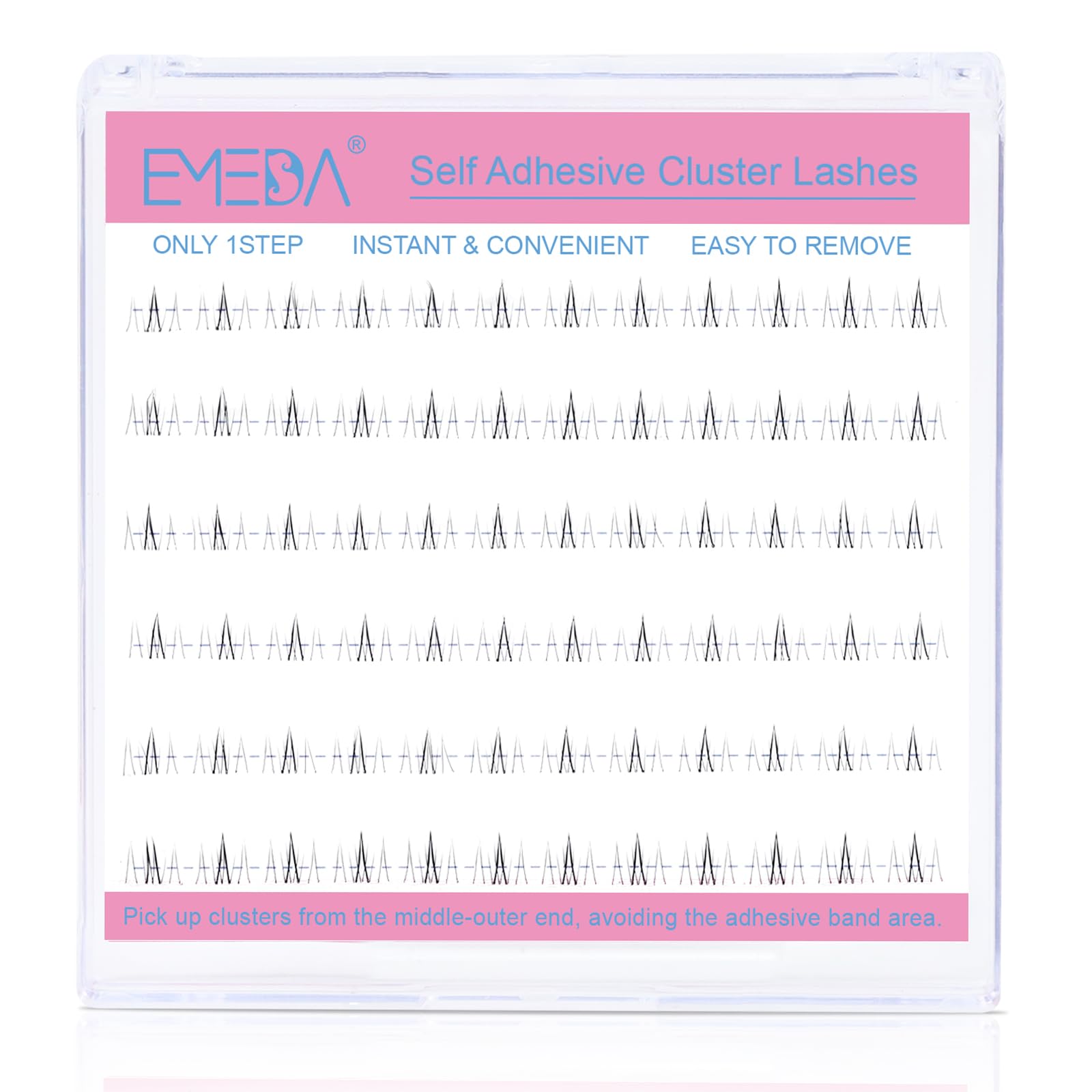 EMEDA Lower Eyelash False Lashes - Partial False Eyelashes - Natural Look, Self-Adhesive, No Glue Needed - Transparent Band - For Everyday Use