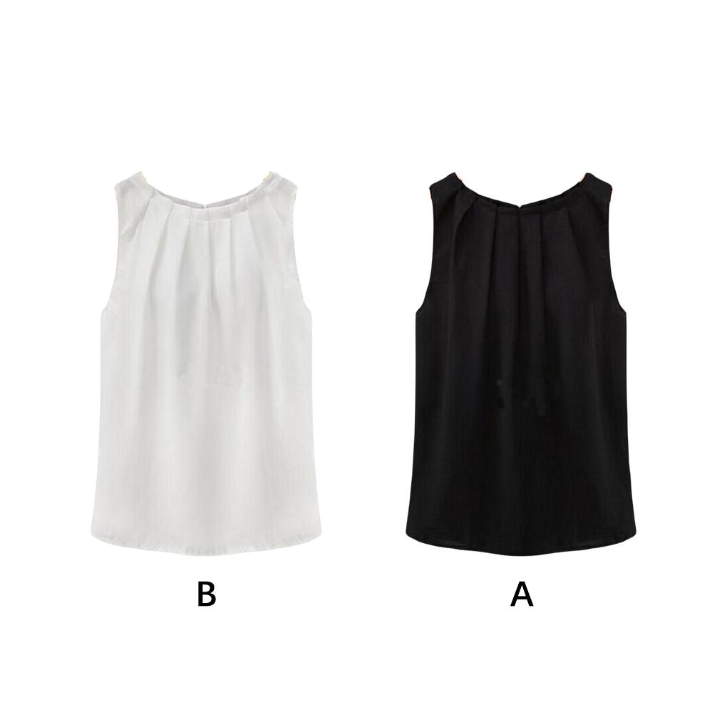 Women's Chiffon Pullover Vest with Round Collar Sleeveless Vest Top