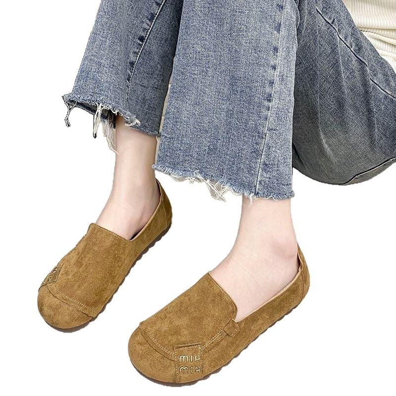 Flat-soled Doudou shoes 2025 new matte non-slip casual non-slip soft-soled single shoes women's one-pedal mother work shoes