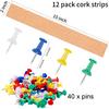 Cooraby 12 Pack Cork Strips 15 X 2 Inch Frameless Self-Adhesive Cork Board with 40 Pieces Cork Board P for Classroom Office