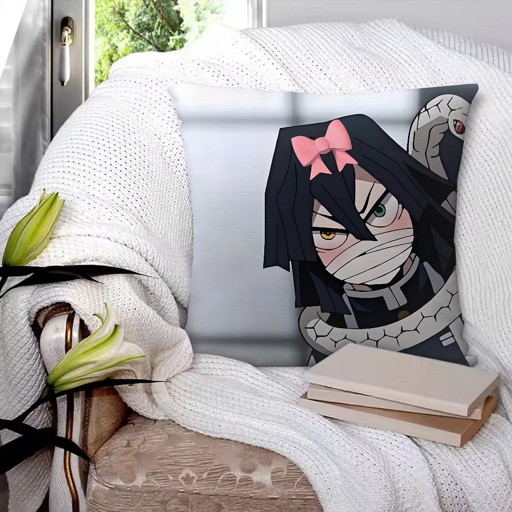 D-Demon S-Slayer Anime Iguro O-Obanai Pillow Case Pillowcase Anti-dustmite Pillow Invisible Zipper Silky Short Plush Sofa Cushio