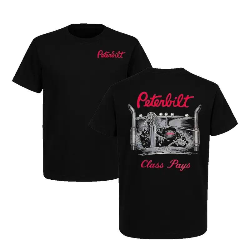 Peterbilt Class Pays T-Shirt Retro Chrome Trucker Graphic Tee Big Rig Driver M