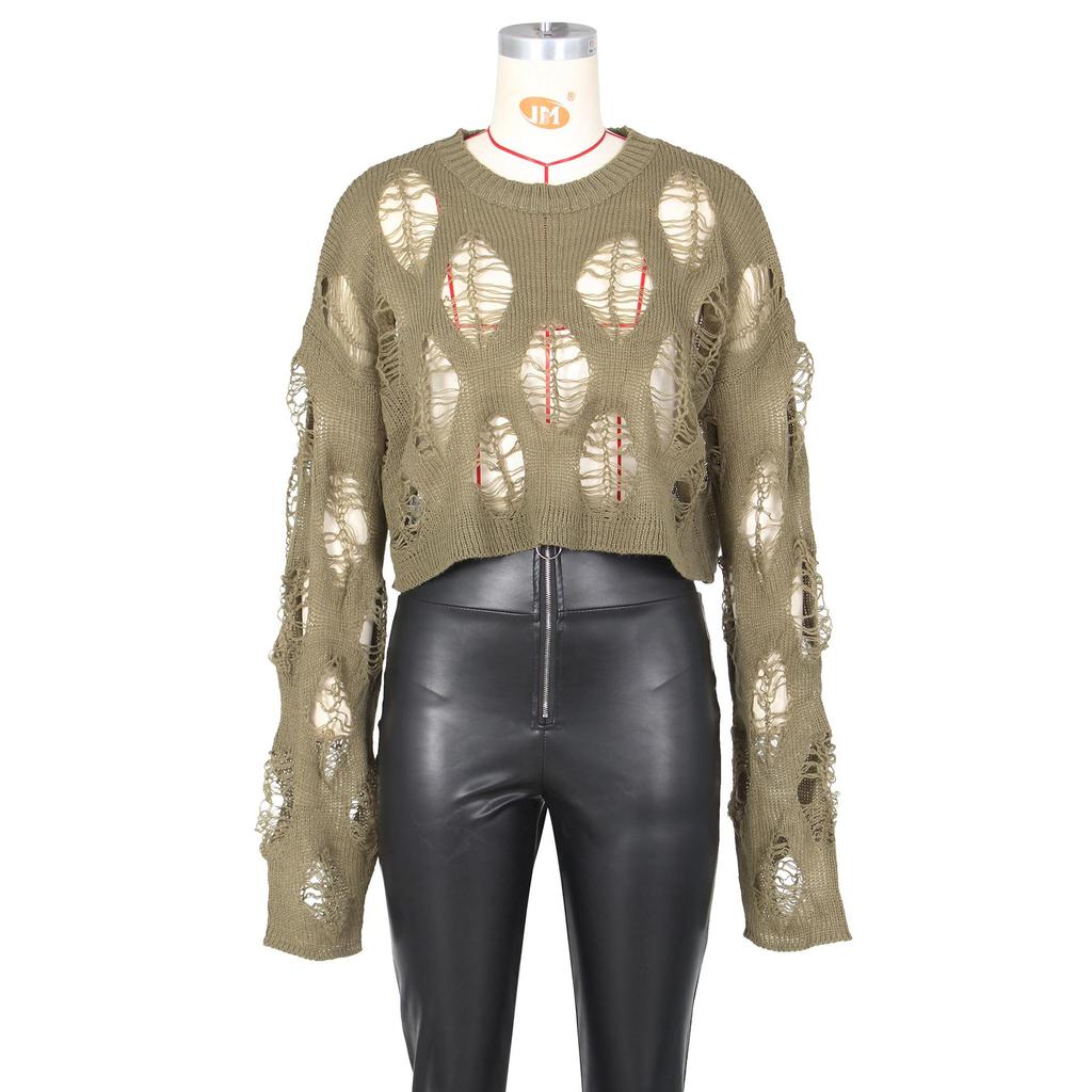 Spring/Summer 2023 Women's Knitted Crop Top with Hollow Design