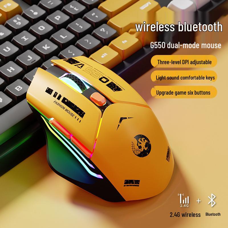 Mecha Mouse Wireless Silent Bluetooth Dual-Mode Mechanical Gaming Mouse Rechargeable for PC/Laptop.