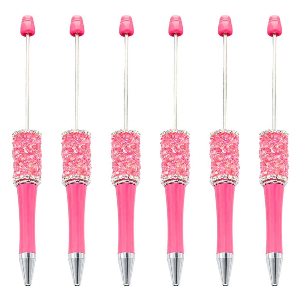 6Pcs Rhinestone Bead Ballpoint Pens Retractable Ballpoint Pen Write Smoothly Novelty Writing Pen for Student Game Reward