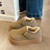 Fashion Women's Fashion Thick Sole Cotton Boots Winter New Round Head Suede Deep Mouth Metal Buckle Non-slip Low-top Shoes