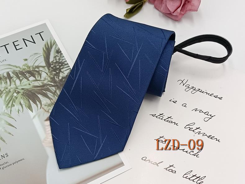 Men's Easy-Pull Knot-Free 8cm Striped Black Zipper Tie