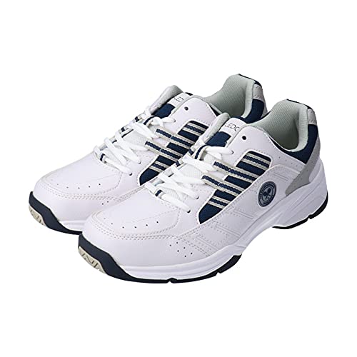Asahi Wimbledon Sneakers, Unisex, 052, 4E Wide, Low-Cut, Running/Walking, White/Navy, Size 24.5cm