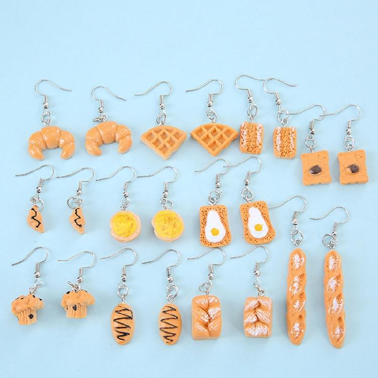 Trendige Multi-Typ-Pins Ohrringe Damen Minimalistisch Simulierte Brot Ohrstecker