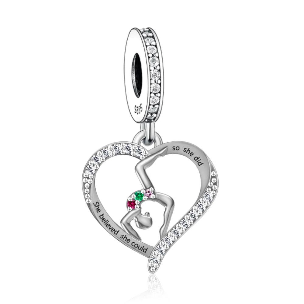 

FC Jewelry 925 Silver Pan Charm Bracelet For Gymnastics Dance Sports Team Gymnast Berloque Making