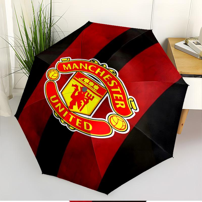Manchester United F.C Print Automatic Open Close Umbrella, Portable Foldable Umbrella, for Outdoor Commute Camping Trip, Ideal Birthday Gift