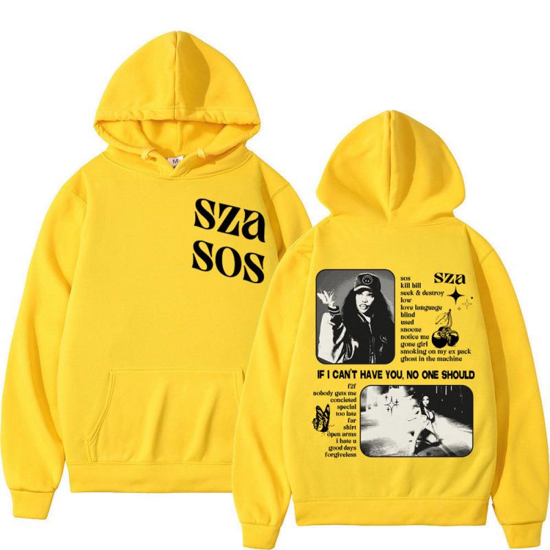 Autumn Winter Men Hooded Singer Sza Sos Print Ho