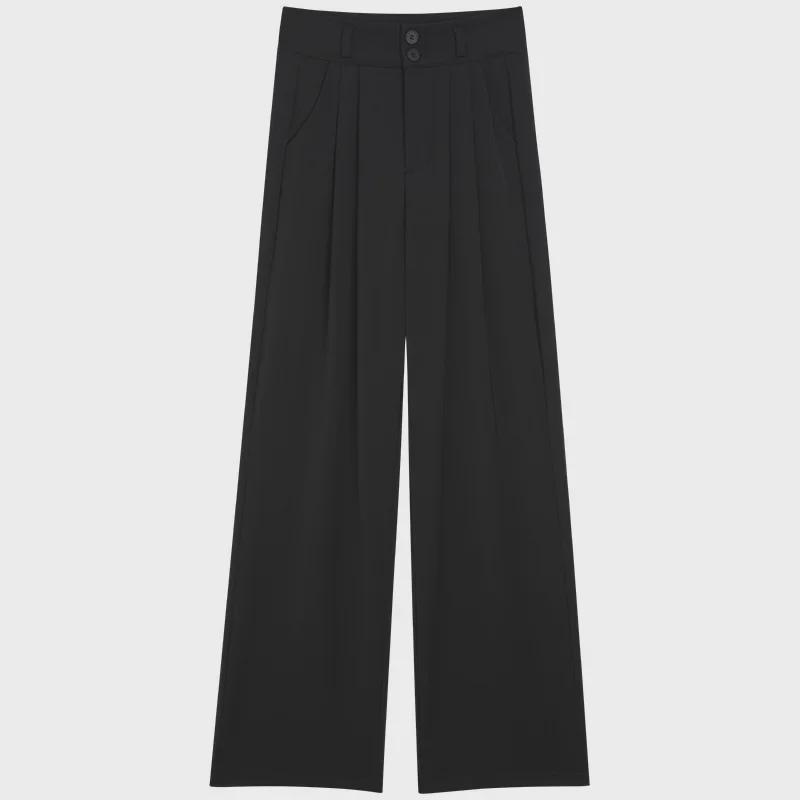 Women's High-Waist White Suit Pants - Spring and Autumn 2023, Straight Wide-Leg Design