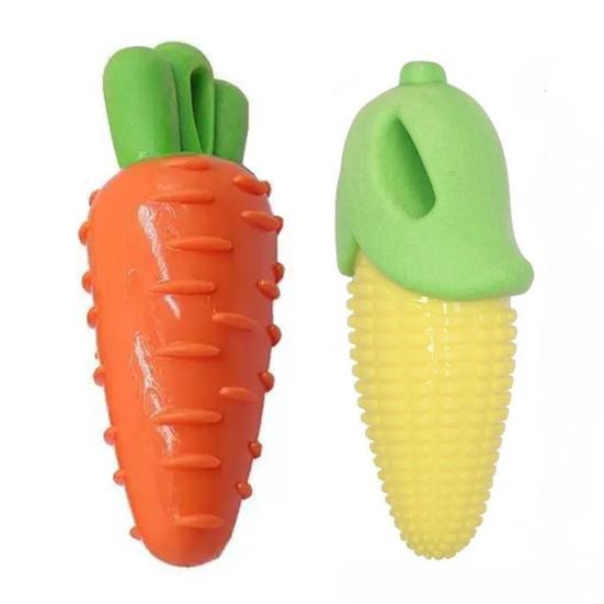 Giocattoli per Cani a Forma di Carota e Mais Giocattoli da Masticare Massaggio Gengive e Pulizia Denti Giocattolo per Cani Resistente al Morso per Animali Domestici