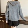 Women's Korean Style Casual Doll Collar Sweater Jacket Loose Beaded Sweater Cardigan Top