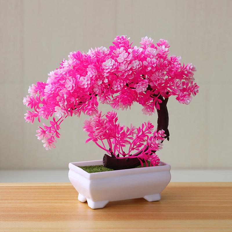 Artificial Plastic Plants Bonsai Small Tree Fake Flower Room Living Room Table Decoration Home Wedding Garden Decor Ornaments