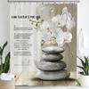 Zen Stone With Lotus Reflection In Water Shower Curtain, Bathroom Decorative Shower Curtain, Home Flowers Curtain With Hooks